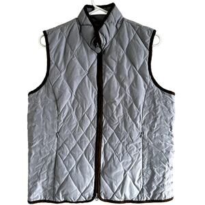 Outback Trading Down & Country Quilted Vest Jacket Zip Up Lined Western Gray M